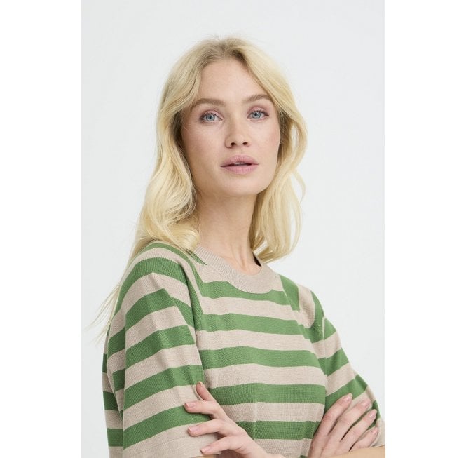 B.YOUNG Bymmorla Ss Jumper 2 Artichoke Green/Humus Stripe