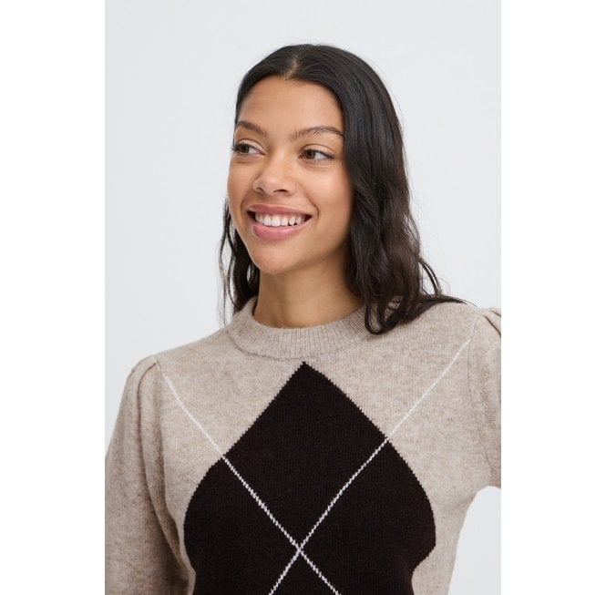 B.YOUNG Byosmilla Ss Jumper Humus Mel. Argyle