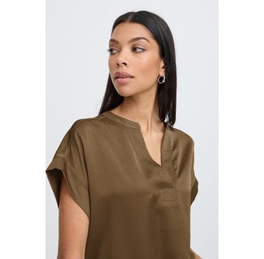 Byselita V Placket Neck Sepia