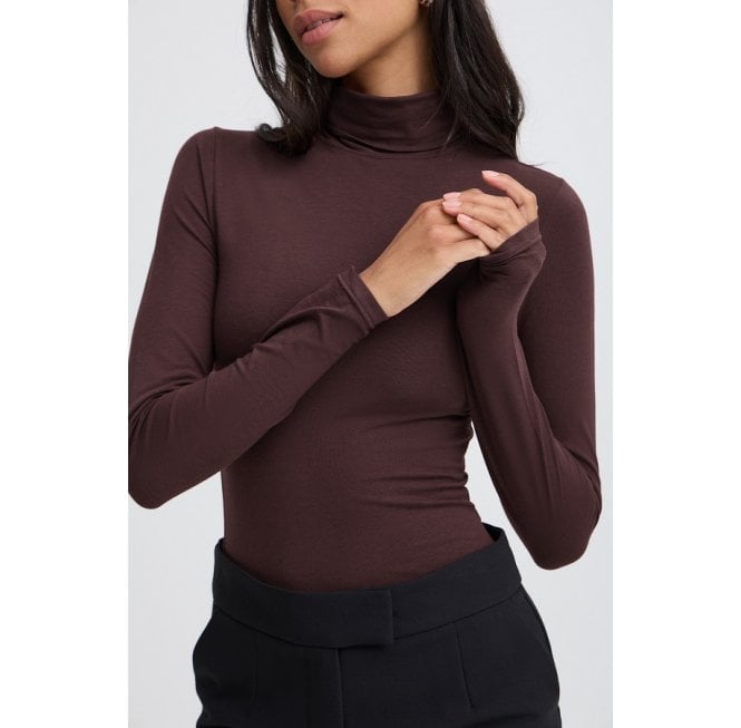 B.YOUNG Pamila Roll Neck Fudge