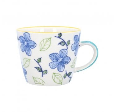 Blue Hibiscus Stoneware Mug, (LxWxD) 12.5x9.5x8.3cm