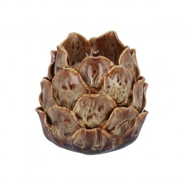Brown Reactive Glaze Artichoke T-Lite Holder