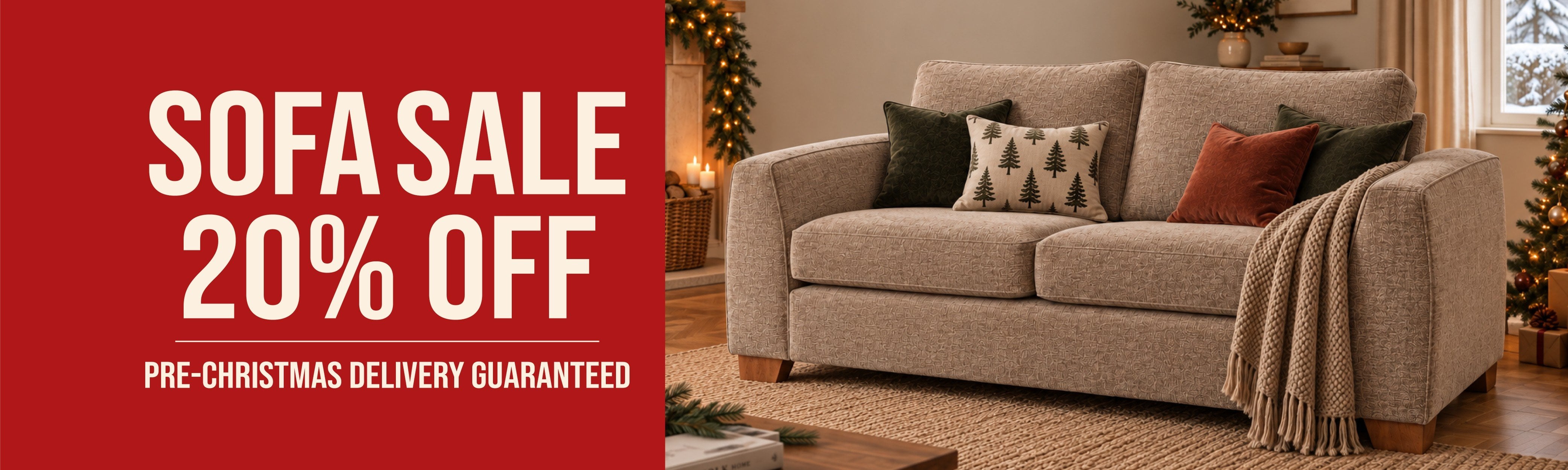 sofa sale, 20% off and pre-christmas delivery guaranteed