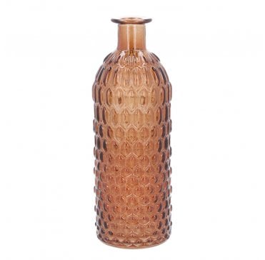 Dark Amber Glass Honeycomb Small Vase
