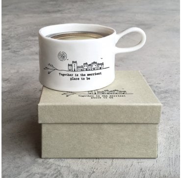 Porcelain Candle Holder and Candle - Together is the merriest place 