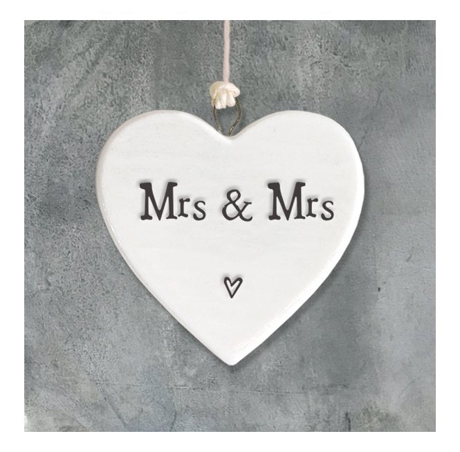 East of India Porcelain Heart - Mrs and Mrs