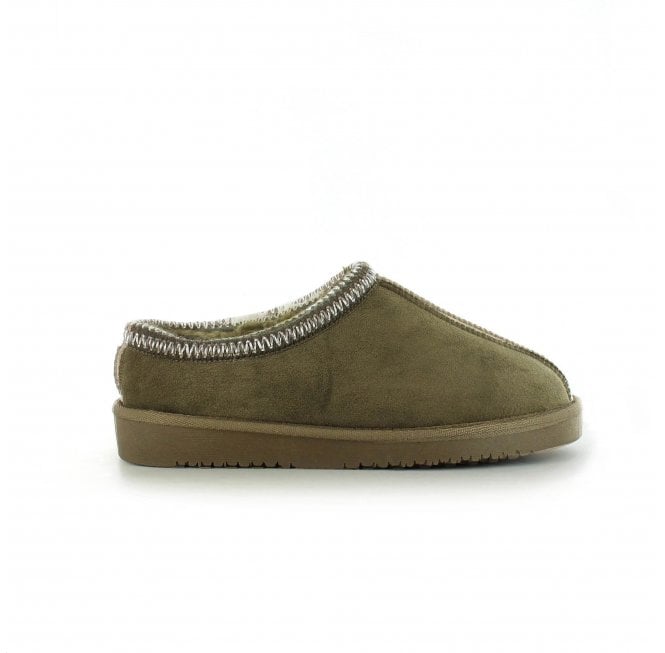 Ella Kelly Faux Fur Slipper - Olive