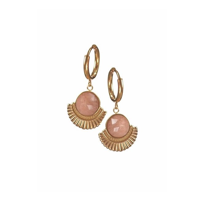 Fan with Cut Stone Earrings