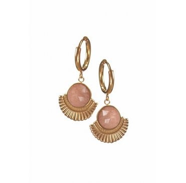 Fan with Cut Stone Earrings