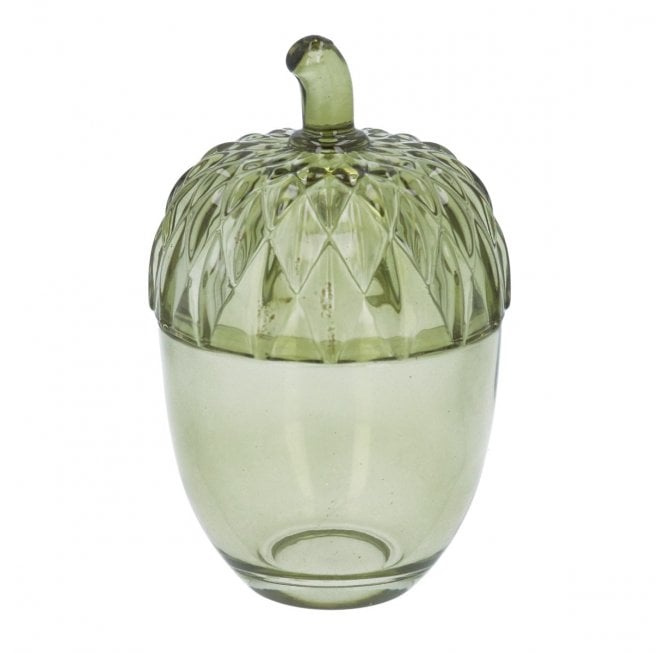 Green Glass Acorn Trinket Pot