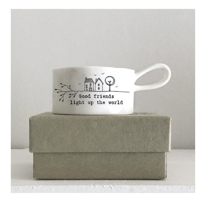 Handled Tea Light Holder - 'Good friends'