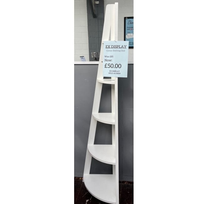 Ladder Style Corner Shelving Unit - White