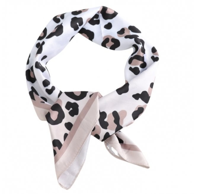 Leopard Print Square Scarf - Beige