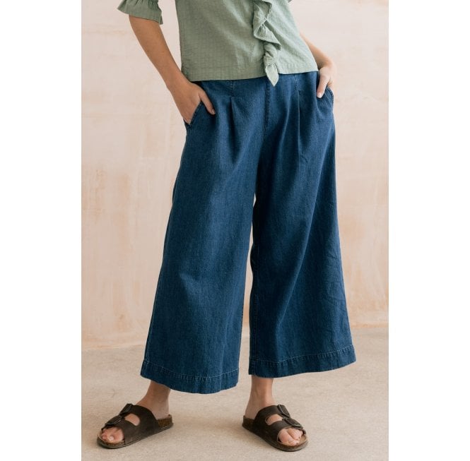 Lily & Me SUMMER TROUSERS PLAIN LINEN DENIM - BLUE