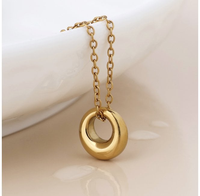 POM GOLD PLATED STAINLESS STEEL CHUNKY LOOP PENDANT NECKLACE