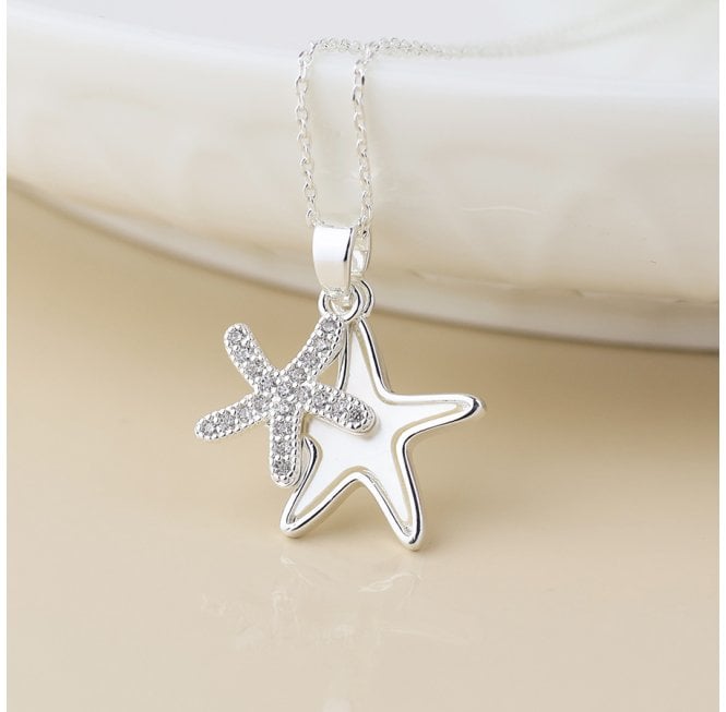 POM SILVER PLATED DOUBLE STARFISH NECKLACE