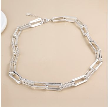 SILVER PLATED PAPERCLIP CHAIN NECKLACE
