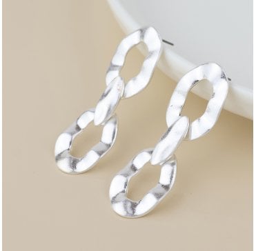 WORN SILVER CHUNKY CHAIN LINK EARRINGS