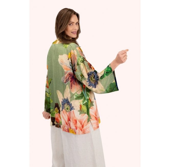 Powder Botanical Bouquet Mid-length Kimono - Sage