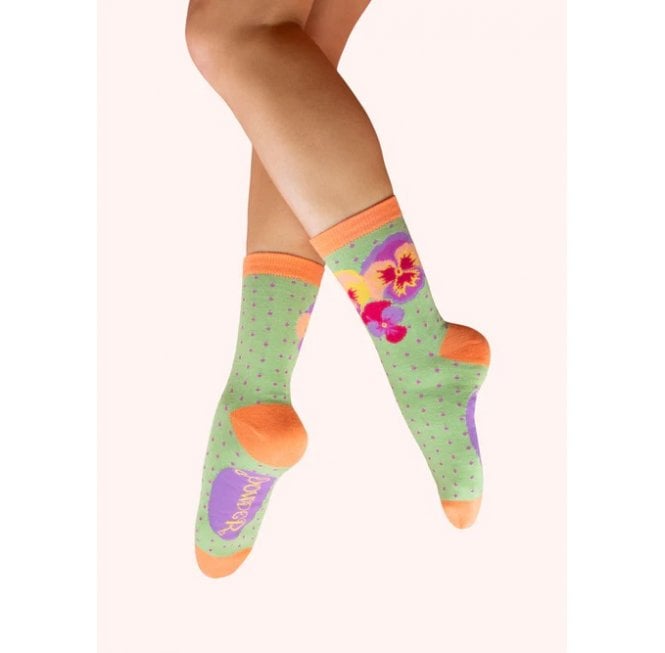 Powder Spring Pansies Ankle Socks