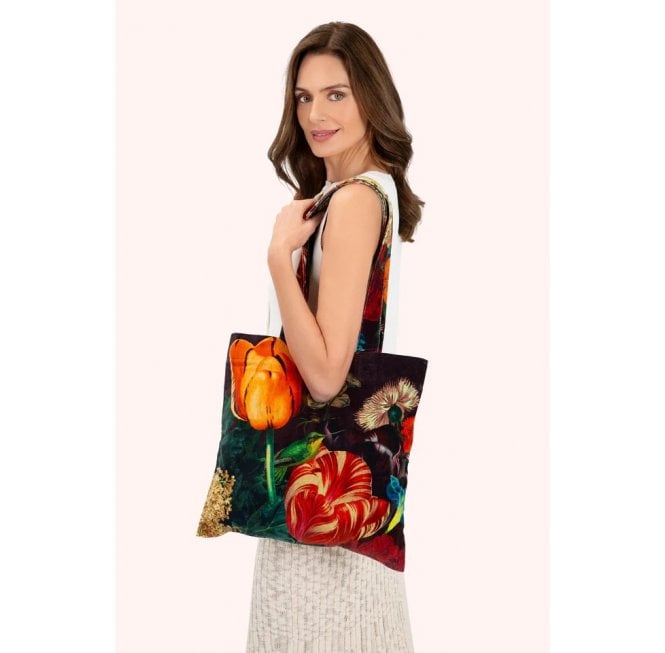 Powder Velvet Tote Bag - Opulent Florals Chocolate