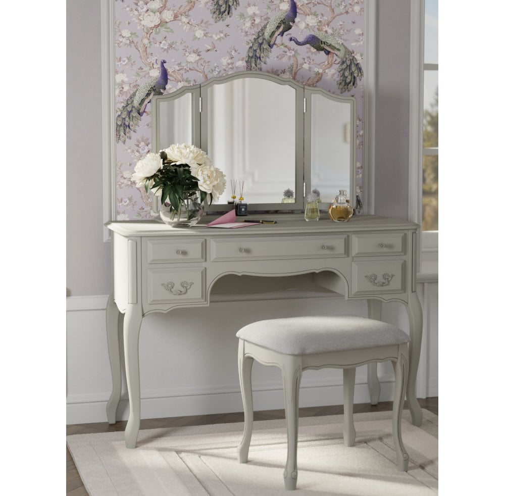 dove grey dressing table Provencale 5 Drawer & Stool Set Pastel Yellow Chiffon Bridesmaid