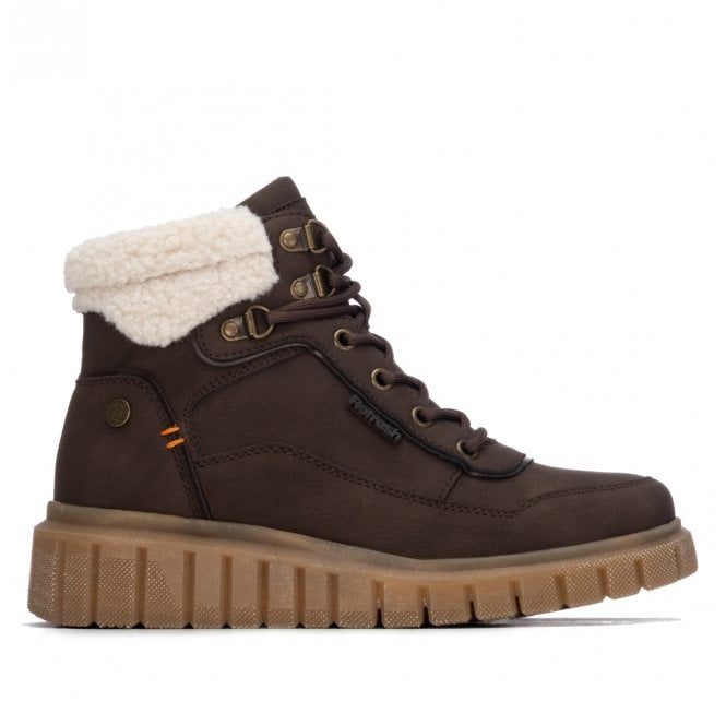 REFRESH Borg Cuff Lace Up Boot - Brown