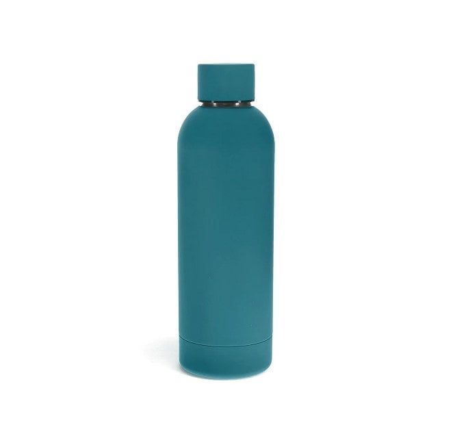 Rubber coated steel bottle 500ml - Petrol blue