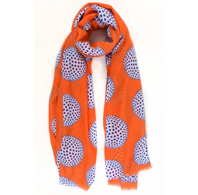 Scarf - Orange with Navy Dots