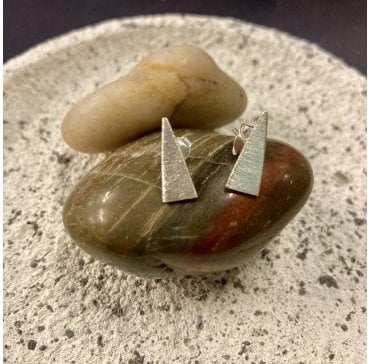 Silver Textured Triangle Studs
