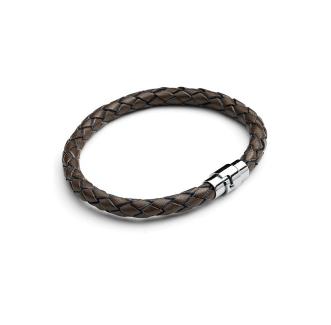 Stainless steel and leather bracelet - Brown