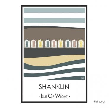 Stripy Art - Shanklin Beach Huts - A4 print