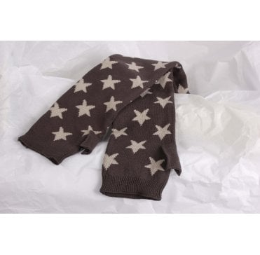 Dark Grey Long Fingerless Gloves with Stars
