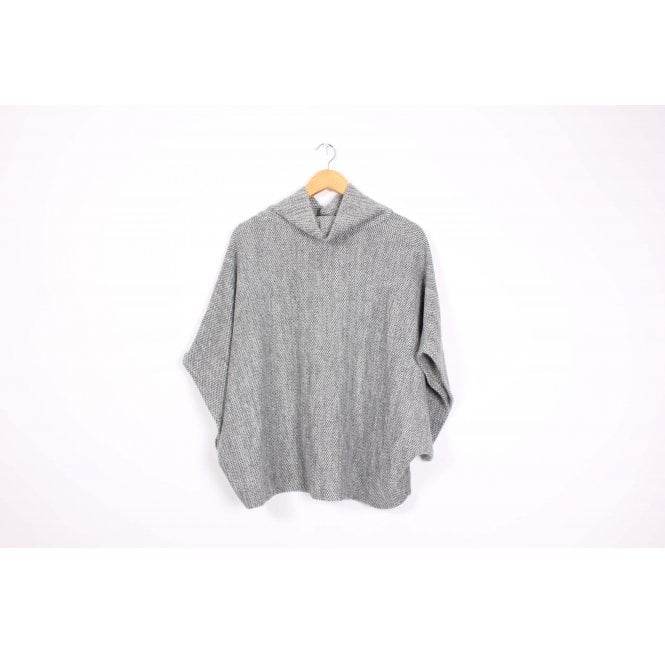 Winter Neutrals Light Grey Cowl Poncho Top