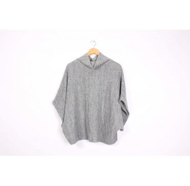 Light Grey Cowl Poncho Top