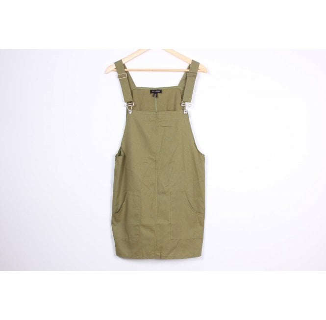 Winter Woodland Khaki Pinafore Two Pocket Dress