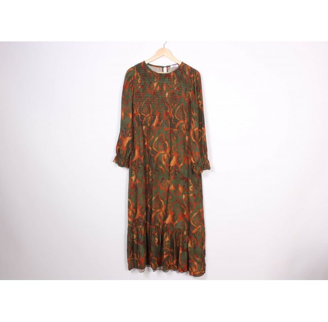 Winter Woodland Khaki Shirred Baroque Dress